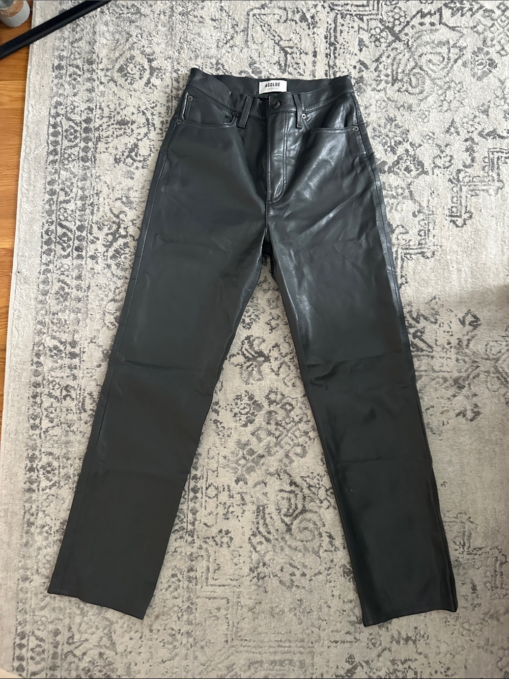 AGOLDE Women's Black Faux Leather Jeans